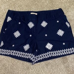 Loft Embroidered Navy Shorts